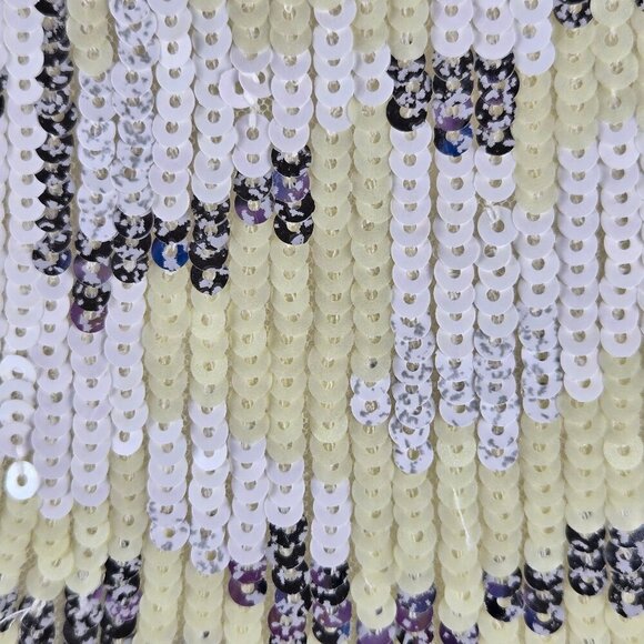 French Connection Size 4 Sequined Cocktail Dress White Cream Silver ¾ Sleeves - Picture 4 of 13